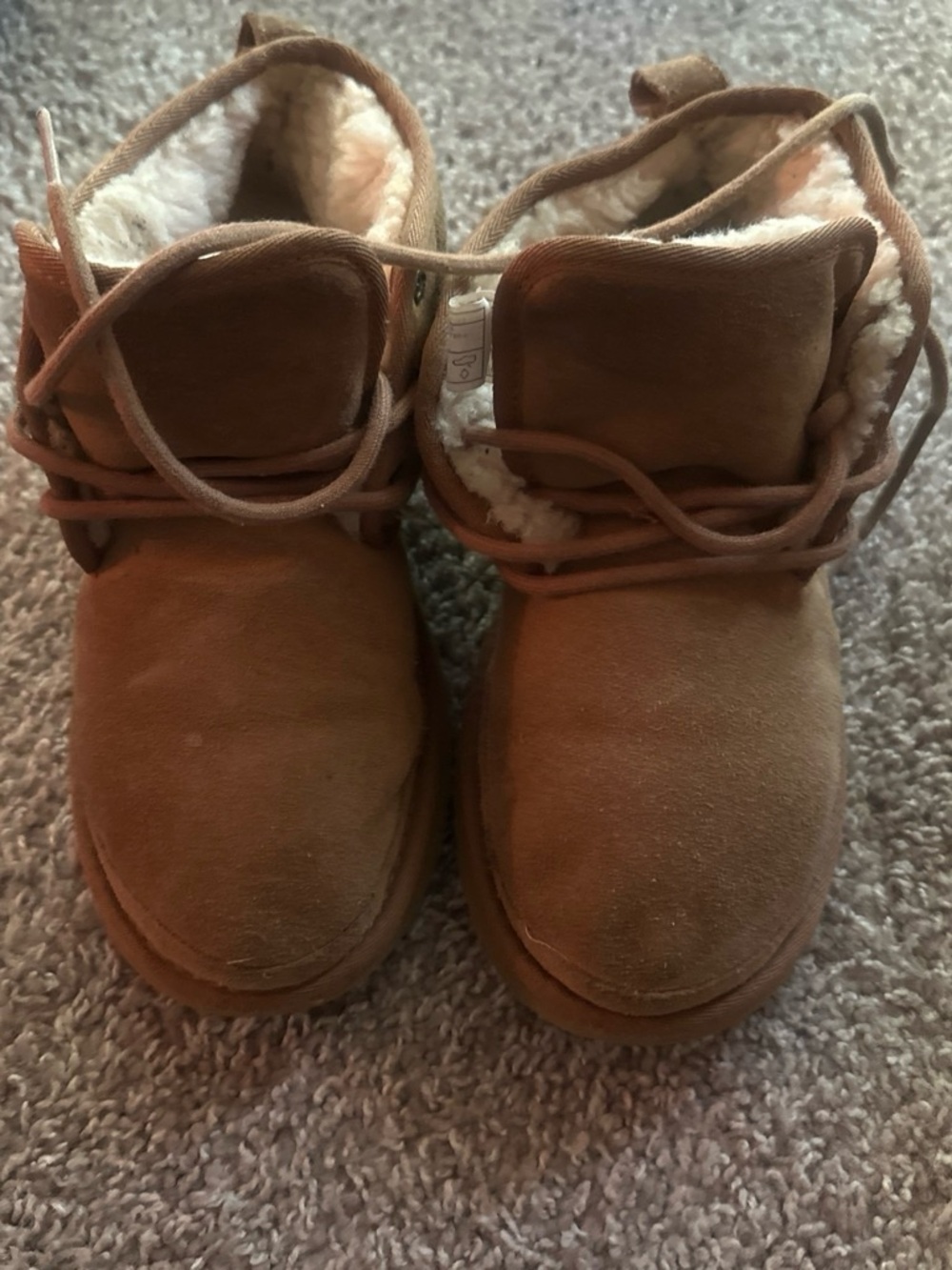 Uggs Mena Cozy Faux-Shearling Lace-Up Boots - Brown